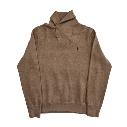 Ralph Lauren Turtle Neck Button Brown Sweater